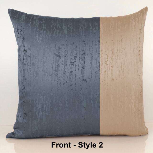 Grayish Blue & Beige Sand Color Block Decorative Throw Pillow Covers, Cushion Embroidery Covers, Geometric Pattern - image 1