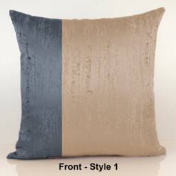 Grayish Blue & Beige Sand Color Block Decorative Throw Pillow Covers, Cushion Embroidery Covers, Geometric Pattern - thumbnail 2