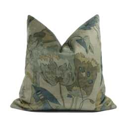 Gp & J Baker - California Velvet Denim/Mole Sumptuous Floral Botanical Designer Cushion Cover Luxury Throw Pillow Handmade Home - thumbnail 1