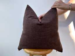 Chocolate Brown Linen Cushion Cover Euro Sham, Lumbar Pillow - All Duties Paid Usa