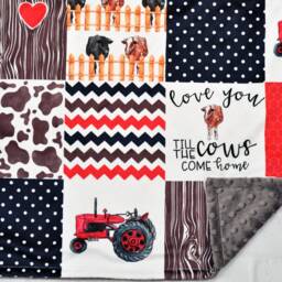 Farm Life Minky Baby Blanket Tractor-Personalized Animal Personalized Cow - Cow Boy-Farm Nursery - thumbnail 2