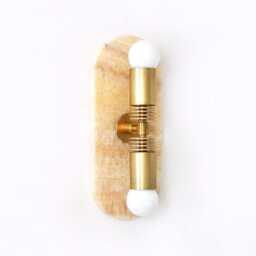 Onyx & Brass Double Eclectic Wall Light Fixture Vanity Sconce Bathroom Lighting Honey Kitchen Bedside Lamp - thumbnail 4
