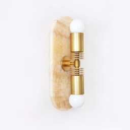 Onyx & Brass Double Eclectic Wall Light Fixture Vanity Sconce Bathroom Lighting Honey Kitchen Bedside Lamp - thumbnail 3