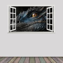 Fantasy Dragon Magic Window Design Self Adhesive Sticker Wall Decal Print Graphic Poster Various Size Options/Finishes - thumbnail 2