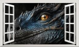 Fantasy Dragon Magic Window Design Self Adhesive Sticker Wall Decal Print Graphic Poster Various Size Options/Finishes - thumbnail 1