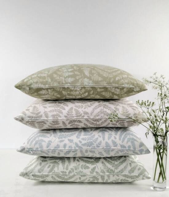 Green Blue Beige Cotton Floral Cushion Cover - image 1