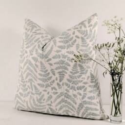 Green Blue Beige Cotton Floral Cushion Cover - thumbnail 2