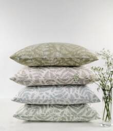 Green Blue Beige Cotton Floral Cushion Cover