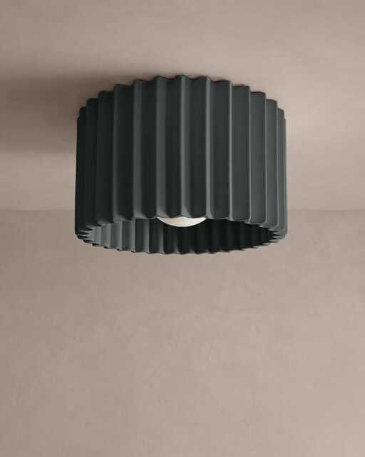 Large Syracuse - Ceramic Flush Mount Ceiling Light Handmade Minimalist Fixture in Shadow Charcoal Gray - image 1