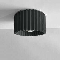 Large Syracuse - Ceramic Flush Mount Ceiling Light Handmade Minimalist Fixture in Shadow Charcoal Gray - thumbnail 2