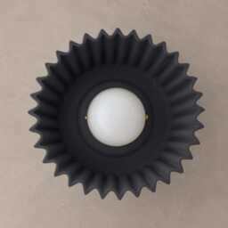 Large Syracuse - Ceramic Flush Mount Ceiling Light Handmade Minimalist Fixture in Shadow Charcoal Gray - thumbnail 3