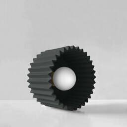 Large Syracuse - Ceramic Flush Mount Ceiling Light Handmade Minimalist Fixture in Shadow Charcoal Gray - thumbnail 3