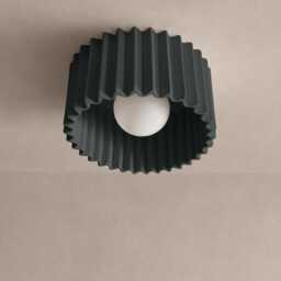 Large Syracuse - Ceramic Flush Mount Ceiling Light Handmade Minimalist Fixture in Shadow Charcoal Gray - thumbnail 2