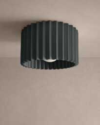 Large Syracuse - Ceramic Flush Mount Ceiling Light Handmade Minimalist Fixture in Shadow Charcoal Gray