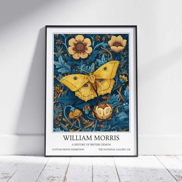 Yellow Butterfly William Morris Wall Art Vintage Poster, Floral Art Print - image 1
