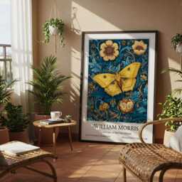 Yellow Butterfly William Morris Wall Art Vintage Poster, Floral Art Print - thumbnail 3