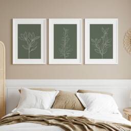 Sage Green Botanical Line Art Prints - Set Of 3 - Digital Files - thumbnail 3