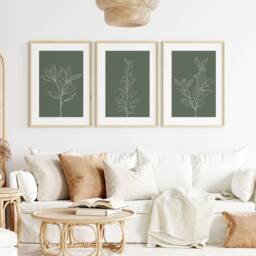Sage Green Botanical Line Art Prints - Set Of 3 - Digital Files - thumbnail 2