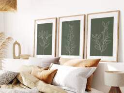 Sage Green Botanical Line Art Prints - Set Of 3 - Digital Files - thumbnail 1