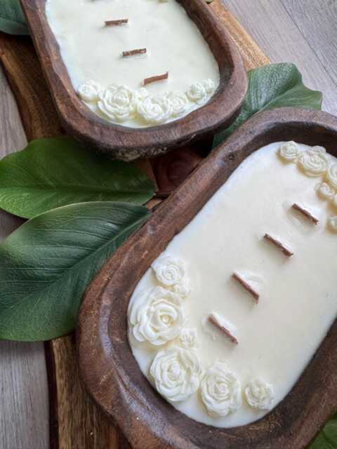 Wooden Dough Bowl Soy Candle - Hand Poured - image 1