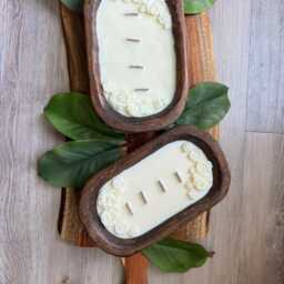 Wooden Dough Bowl Soy Candle - Hand Poured - thumbnail 3