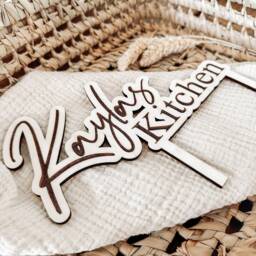 Wooden Sign For Play Kitchen - Personalized Name Children's Diy Gift Mud Nameplate Room - thumbnail 3