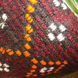 40cm - 16Inch Handwoven Kilim Pillow Cover - Maroon Green Full Thick Weave - thumbnail 3