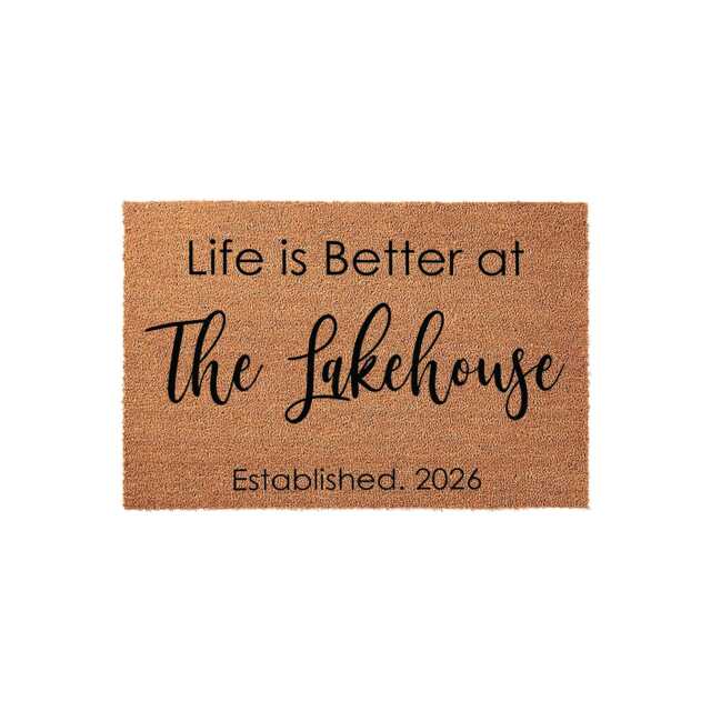 Personalized Lake House Doormat, Custom Welcome Mat, Housewarming Gift, Front Door Rug, Life Decor, Entryway Cabin Gift - image 1