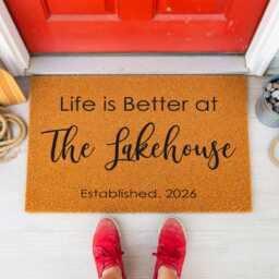 Personalized Lake House Doormat, Custom Welcome Mat, Housewarming Gift, Front Door Rug, Life Decor, Entryway Cabin Gift - thumbnail 4
