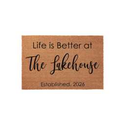 Personalized Lake House Doormat, Custom Welcome Mat, Housewarming Gift, Front Door Rug, Life Decor, Entryway Cabin Gift - thumbnail 1