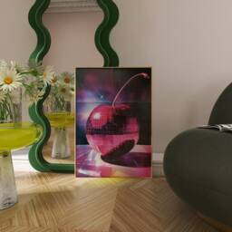 80S Cherry Disco Ball Print Retro Glam Wall Art - thumbnail 2