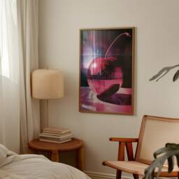 80S Cherry Disco Ball Print Retro Glam Wall Art - thumbnail 3