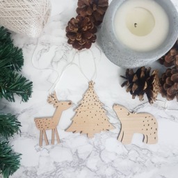Custom Wood Christmas Ornaments, Personalized Maple Or Walnut - thumbnail 2