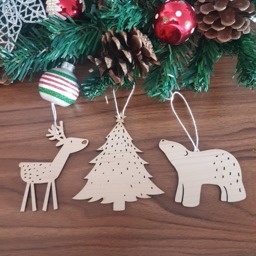 Custom Wood Christmas Ornaments, Personalized Maple Or Walnut - thumbnail 1