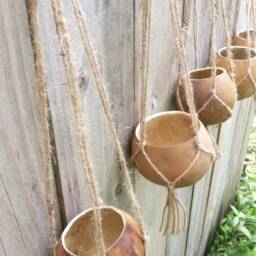 Hanging Gourd Planter, Macrame Hanging Succulent Indoor Planter Patio Hanger Unique Gifts Christmas Gift - thumbnail 3