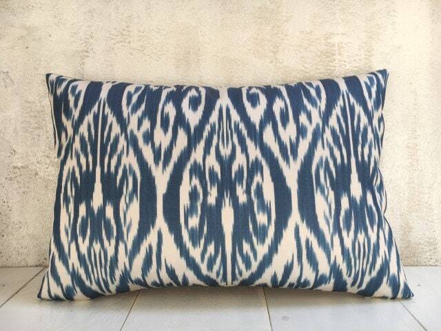 Silk Ikat Pillow Cover, Handwoven Decorative Cushion - 16x24 - image 1