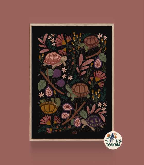 Tortoise & Fig A3 Fine Art Print - Shells, Seaside Art, Woodland Country Decor Interior Decor- Sustainable Gifting - image 1