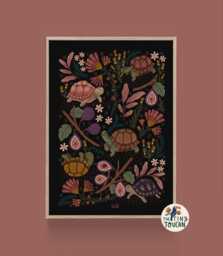 Tortoise & Fig A3 Fine Art Print - Shells, Seaside Art, Woodland Country Decor Interior Decor- Sustainable Gifting - thumbnail 1