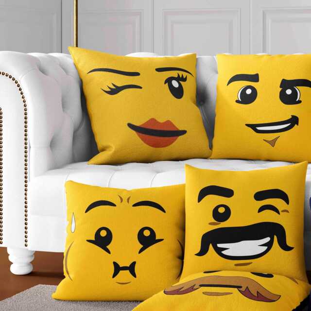 Brick Face Guy Cushion Five Design Options Funny Pattern Character Pillow Gift For Kids Teens Adults Bedroom Playroom Home Decoration - image 1