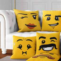 Brick Face Guy Cushion Five Design Options Funny Pattern Character Pillow Gift For Kids Teens Adults Bedroom Playroom Home Decoration - thumbnail 1
