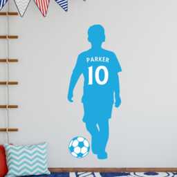Football Player Wall Sticker - Kid Silhouette Personalised Shirt Art Decal - thumbnail 2