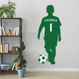 Football Player Wall Sticker - Kid Silhouette Personalised Shirt Art Decal - thumbnail 3