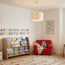Children's Alphabet Pendant Lampshade - Light Baby Room Lighting, School Pencils, Back To Decor, Montessori Decoration - thumbnail 3