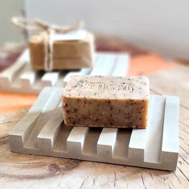 Handmade Concrete Soap Dish With Drainage Modern Bathroom Accessory - image 1