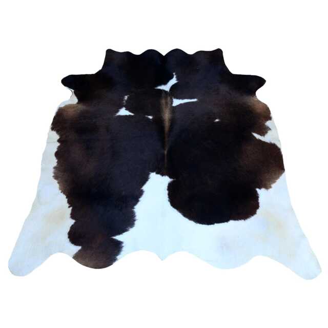 Authentic Medium Dark Brown & White Cowhide Rug - Luxurious Hair-On Leather For Sophisticated Spaces - 48x50 Inches - image 1