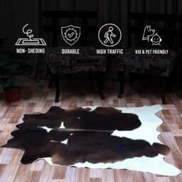 Authentic Medium Dark Brown & White Cowhide Rug - Luxurious Hair-On Leather For Sophisticated Spaces - 48x50 Inches - thumbnail 4