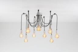 Elvin 9-Port Ceiling Pendant Lamp - White Swag Hook Spider Chandelier You Choose We Build Textile Cable Color Cord - thumbnail 1