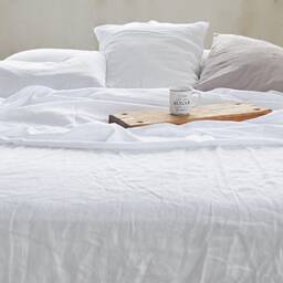White Linen Sheet Set, 4-Piece Bedding, Stonewashed - thumbnail 3