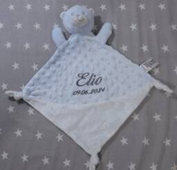 Comfort Blanket Embroidered With Name - Snuffle Cuddle Blue Teddy Bear Zw-29 - 400238 - thumbnail 1