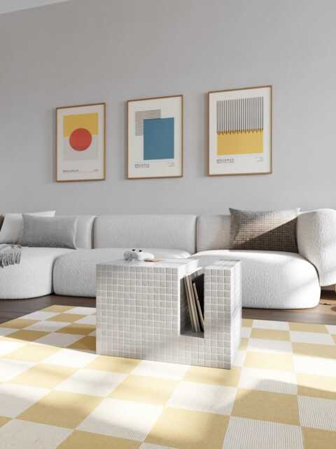 Coffee Table. End Night Regiment. Designed Furniture. White Tile Bedside Home Decor - image 1